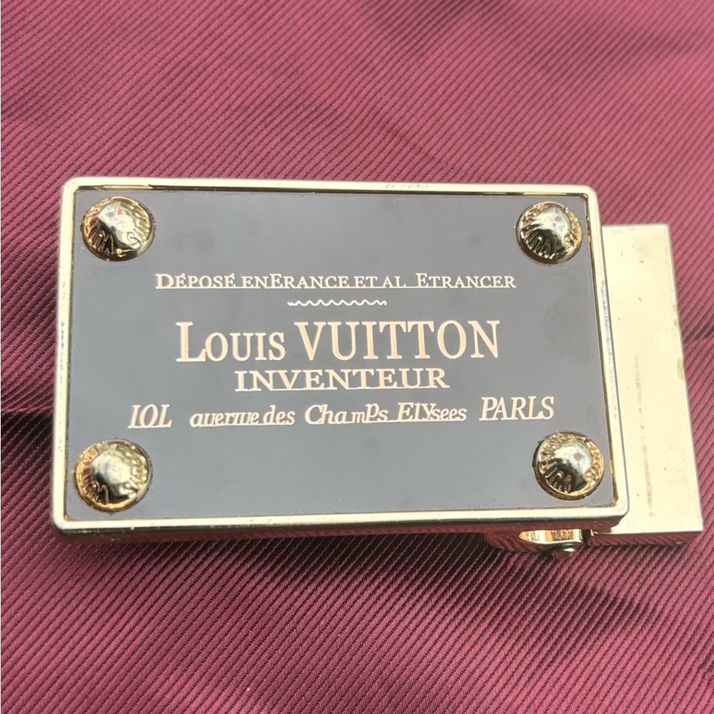 Louis Vuitton Gold and Black Belt Buckle